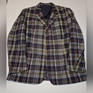 Vtg Polo Ralph Lauren Men's Plaid Multicolor Cotton 3-Button Blazer Jacket XL